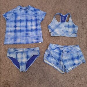 Athleta girl blue swim set size girls M 8-10